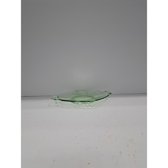 Vintage Green Depression Glass Bowl Octagon Serving Bowl‎ with Handles 8" - Picture 3 of 6